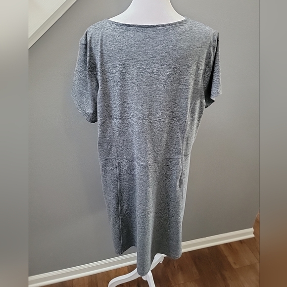 J. Jill Fit Dress Women's Large Gray Marled V-Neck Short Sleeves Pockets Comfort - Picture 4 of 5